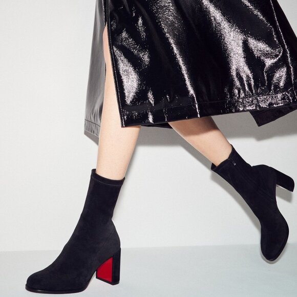 Christian Louboutin STRETCHADOXA 70 Stretch Suede Booties Ankle Boots - Picture 2 of 16